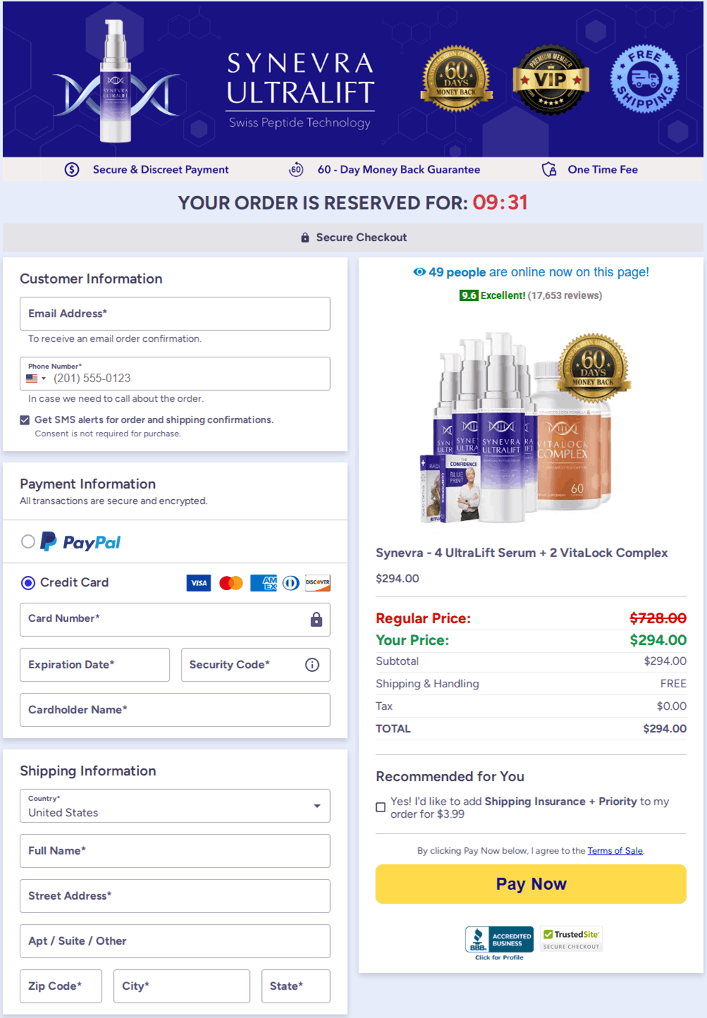 Synevra UltraLift Checkout